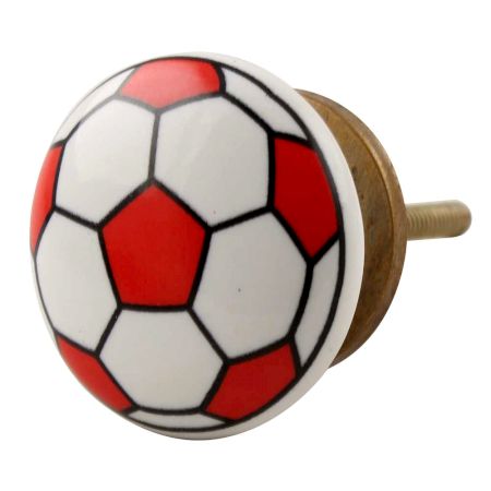 Red Football Pattern Ceramic Drawer Knob